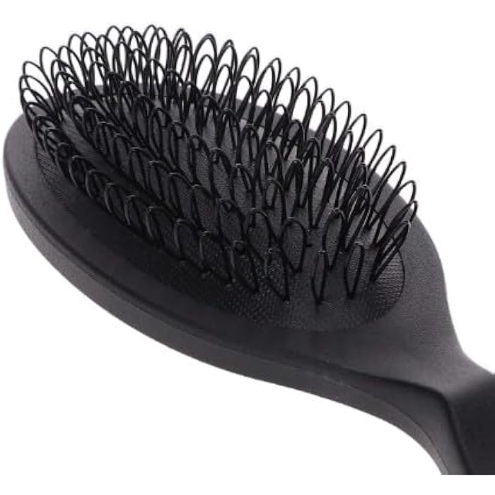 Hair Extension Brush, Loop Wig Brush Looped Soft Bristles Rubber Cushion Comb Brush for Hair Extensions and Wigs Detangling, Black - Image 1